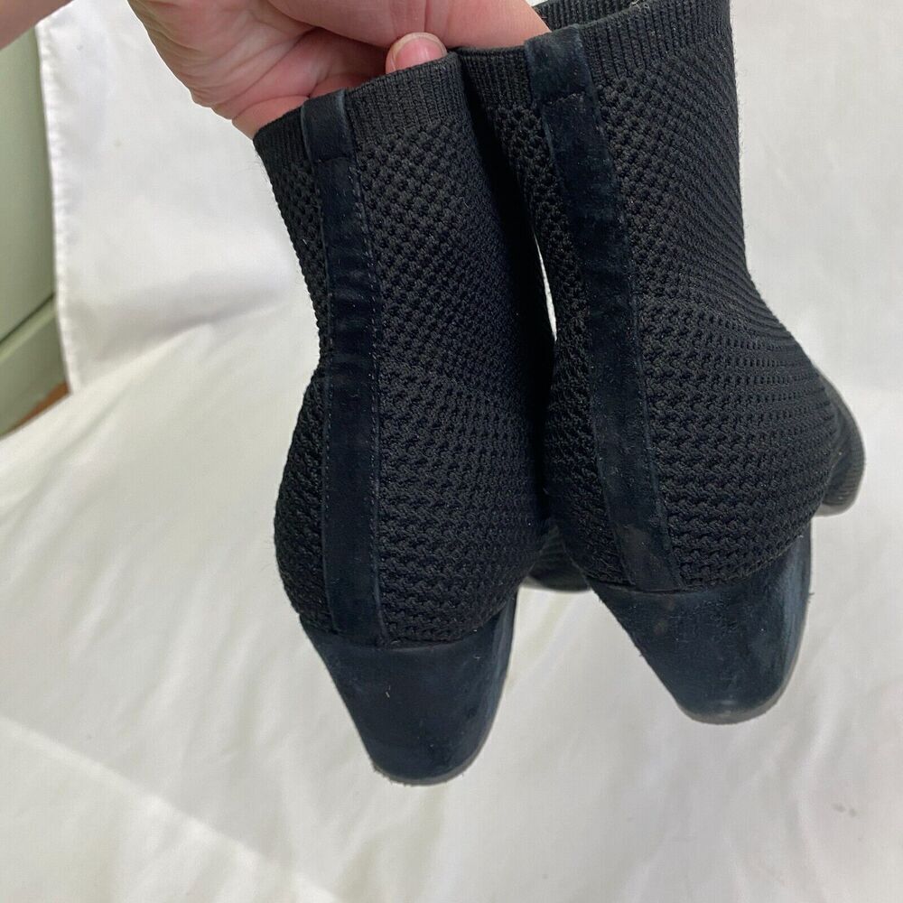 EILEEN FISHER Women's Size 6.5 Dahlia Black Mesh Knit Sock Booties Pull On Heels - Picture 4 of 7